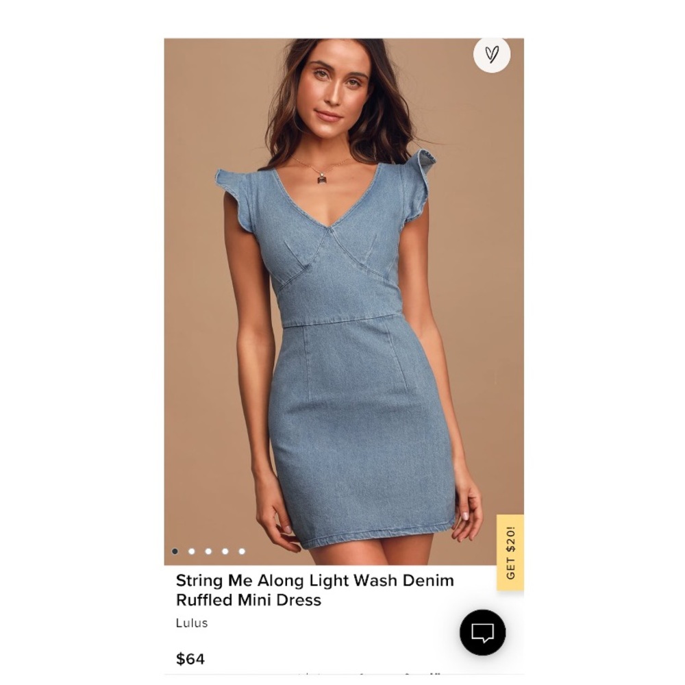 Lulus light wash denim mini ruffle dress